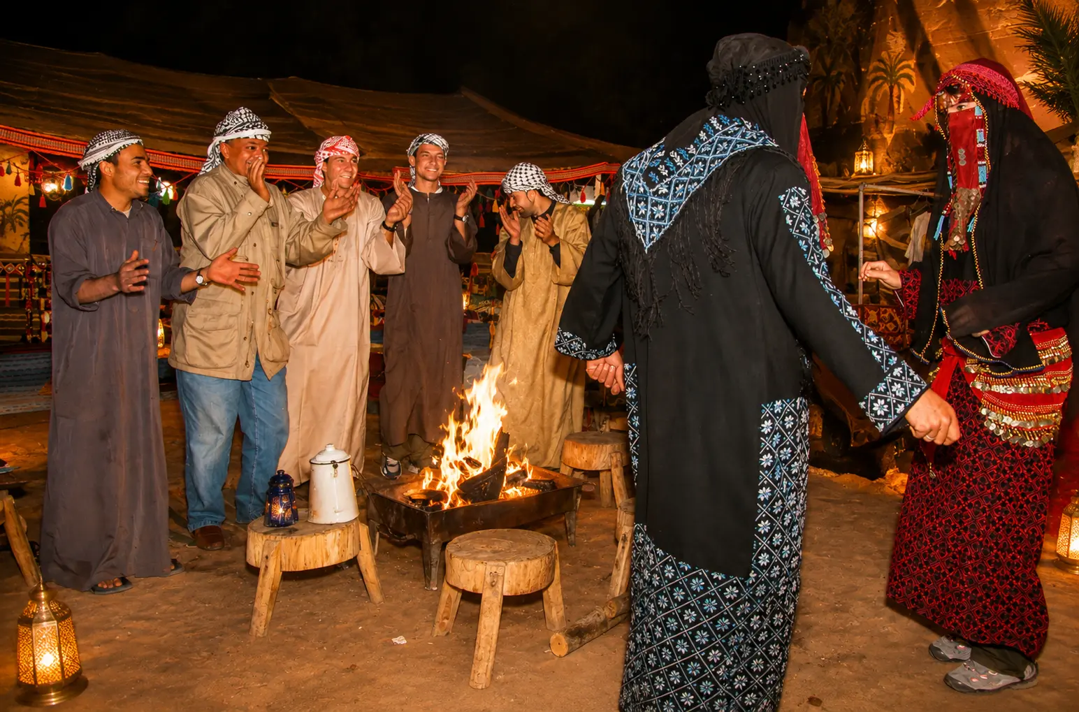 Bedouin campfire evening in the desert